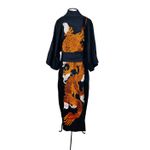 Kimono Yin-Yang Linho Petróleo Dragão Gigante Cobre