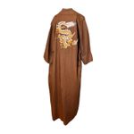 Kimono Yin-Yang Linho Capuccino Dragão Folk1 Caramelo