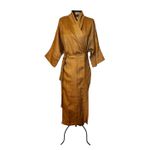 Kimono Yin-Yang Linho Capuccino Dragões-do-Mar Branco e Ouro-Velho