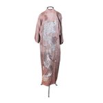 Kimono Yin-Yang Linho Rosa Vintage Dragão Gigante Prata-Rosê