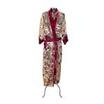 Kimono O Dragão nos Jardins Suspensos Tule Rendado Marsala