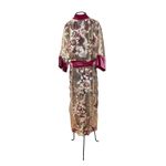 Kimono O Dragão nos Jardins Suspensos Tule Rendado Marsala