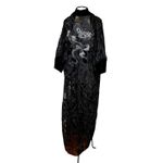 Kimono O Dragão nos Jardins Suspensos Tule Rendado Príncipe Negro