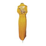 Kimono Yin Linho Amarelo-Mostarda Dragão Folk2 Caramelo