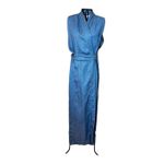 Kimono Yin Linho Denim Dragão Folk Azul-Marinho