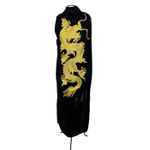 Kimono Xogum Veludo Preto Profundo Dragão Imperial Ouro
