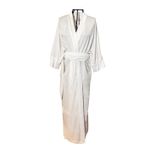 Kimono Yu Veludo Branco Dragão Ancestral Prata