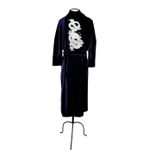 Kimono Yu Veludo Azul-Marinho Dragão Ancestral Prata