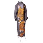 Kimono Nami Crepe Cinza Elefante Dragão de Cobre