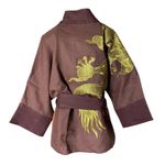 Kimono Yang Linho Coleção Terras Patchwork3 Abraço do Dragão Cobre