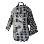 Kimono Yang Tweed Índigo Dragão Imperial Prata