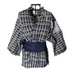 Kimono Yang Tweed Índigo Dragão Imperial Prata