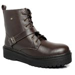 Coturno Feminino Moda Blogueira Plataforma Em Couro Confort C/ Fivela!