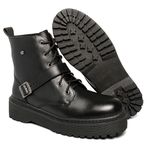 Coturno Feminino Moda Blogueira Plataforma Em Couro Confort C/ Fivela!
