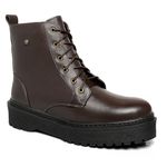 Coturno Feminino Moda Blogueira Plataforma Em Couro Confort!
