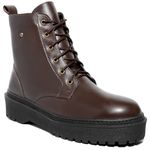 Coturno Feminino Moda Blogueira C/ Ziper Plataforma Em Couro Confort!