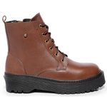 Coturno Feminino Moda Blogueira C/ Ziper Plataforma Em Couro Confort!