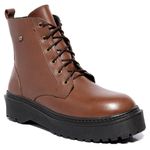 Coturno Feminino Moda Blogueira C/ Ziper Plataforma Em Couro Confort!