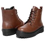 Coturno Feminino Moda Blogueira C/ Ziper Plataforma Em Couro Confort!