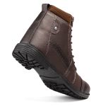 Kit Bota Masculina Zíper café + Carteira + Relógio Led