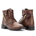 Kit Bota Feminina Coffee Gold Cadarço + Bota Feminina Fivela Gold Preta