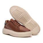 Tênis Masculino de Couro Caramelo Casual Urbano