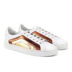 Tênis Feminino Branco e Cobre Metalizado Rio Cumplice