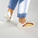 Tênis Feminino Branco e Cobre Metalizado Rio Cumplice