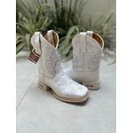 TEXANA EM COURO BRANCO CANO CAPOTINHA BORDADO FLORES COM METAIS