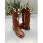 BOTA TEXANA EM COURO RECORTE TOURO BRANCO