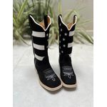 BOTA TEXANA EM COURO PRETO ESTADOS UNIDOS SOLADO BRANCO