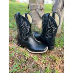 TEXANA CAPOTINHA EM COURO PRETO BORDADA