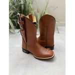 BOTA TEXANA EM COURO MUSTANG BORDADO FLORÃO BASICO + KIT FACA 