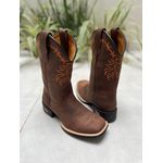 BOTA TEXANA EM COURO BORDADO CAVALO E ARAME