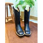 BOTA TEXANA EM COURO PRETO BORDADO ALL BLACK CRUZ E FLORÃO