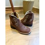 BOTINA CANO MÉDIO MARROM BORDADO BEGE 