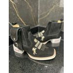 KIT BOTINA EM COURO NOBUCK PRETO + BAINHA + CANIVETE 
