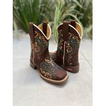 TEXANA CAPOTINHA EM COURO BORDADO TRIBAL DOURADO E VERDE