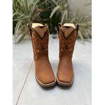 TEXANA CAPOTINHA EM COURO BORDADO LARANJA E PRETO SOLADO DE MADEIRA COM METAL STRASS