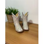 TEXANA CAPOTINHA EM COURO OFF WHITE FLORES + METAIS STRASS