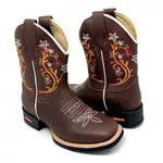 BOTA CAPOTINHA EM COURO BORDADOS FLORES