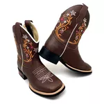 BOTA CAPOTINHA EM COURO BORDADOS FLORES