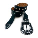 CINTO EM COURO PRETO COM STRASS