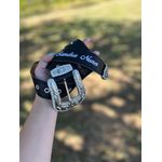 CINTO EM COURO PRETO COM STRASS + NOME PERSONALIZADO 