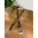 CINTO EM COURO MUSTANG BORDADO TRIBAL PRETO