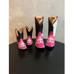 COMBO MÃE E FILHA COURO PRETO E COURO ROSA BORDADO CRUZ + NOME PERSONALIZADO