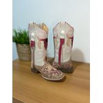 COMBO TEXANAS MÃE E FILHA EM COURO TOURO RECORTE ROSA E LASER CAVALO PINTADO COM TRICE E CORDINHAS