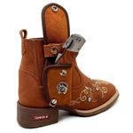 COMBO BOTINA + CINTO EM COURO HORSE TELHA BORDADO FLORES + BAINHA + CANIVETE
