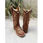 COMBO BOTA TEXANA + CINTO EM COURO BORDADO NOSSA SENHORA + CAVALO + CRUZ 
