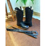 COMBO TEXANA A LASER + CINTO EM COURO PRETO ALL BLACK